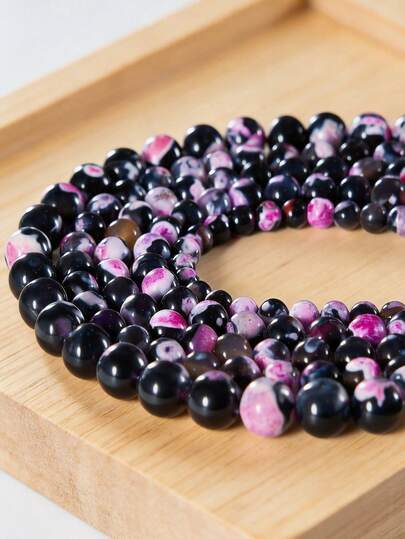 1pc Natural Pink Fire Agate 6mm 8mm 10mm Round Beads, Vintage Oil Painting Style Handmade DIY Beading, Suitable For Jewelry Making - Bracelets, Necklaces, Pendants, Wholesale Beads