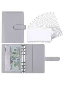 1pc White Macaron Zipper Binder Notebook, Cash Envelope, Stationery & Document Organizer For Students, Home & Office - White - View 11