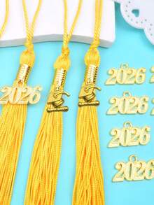 10 pezzi Ciondoli a forma di tocco da laurea dorato 2026, regalo di laurea, decorazione per portachiavi, charm per borse, accessori per gioielli fai-da-te, adatti per decorazioni per feste di laurea, props fotografici, bomboniere - multicolore - Visualizzare 5