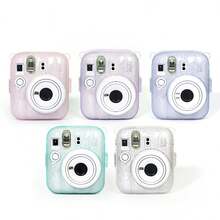 1 pieza Mini 11 Juego de accesorios para cámara, incluye estuche protector de cristal transparente con brillo, bolsillo para fotos, correa ajustable y juego de pegatinas lindas, paquete combo 3 en 1 - Ver 1