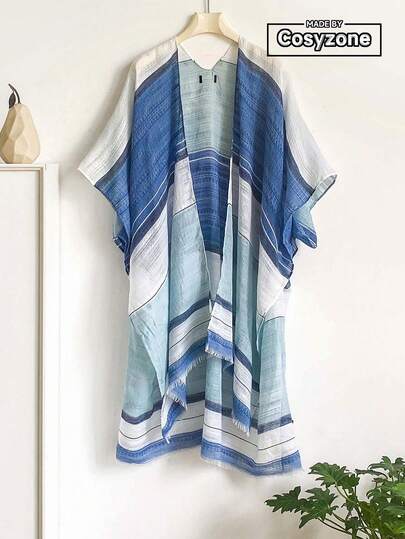 1 chiếc khăn choàng xẻ tà họa tiết Bohemian, áo khoác ngoài thường ngày dành cho nữ, áo choàng tua rua trang trí chống nắng khi đi du lịch, thích hợp cho kỳ nghỉ và chụp ảnh.