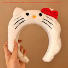 SANRIO 1个Hello Kitty毛绒发箍，带红色蝴蝶结 - 可爱宽发箍，是女孩的理想之选。非常适合洗脸、敷面膜或化妆。适合日常佩戴、拍照等场合。这款Hello Kitty发箍采用柔软的人造毛皮制成，既有趣又舒适，是送礼佳品。 - 發箍 - 查看 12