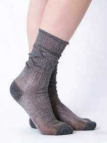 1双黑色透明短袜，饰有银色亮片线，高弹透气，闪亮派对夜店风格，是约会之夜的理想必备单品。 - 彩色 - 查看 6