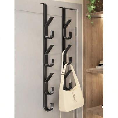 Bộ 1/3 móc treo cửa bằng thép carbon - Giá treo khăn đa năng bằng kim loại chịu lực cao | Móc treo đồ thiết kế dọc tiết kiệm không gian | Móc treo khăn cửa phòng tắm, màu vàng titan, không cần khoan, thích hợp cho phòng ngủ