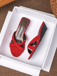 2.5cm Heel Round Toe Sandals, 2026 New Comfortable Thick Sole Open Toe Minimalist Flat Soft Bottom Fashionable Sandals For Women - Red - View 4
