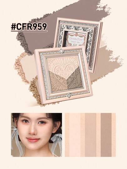  7ก./0.24ออนซ์ CHEERFLOR พาเลทแป้งไฮไลท์และคอนทัวร์, พาเลทคอนทัวร์ 3 สี, ไฮไลท์เตอร์เนื้อแมตต์แบบพกพา All-In-One, อายแชโดว์ชิมเมอร์, คอนทัวร์จมูก, เหมาะสำหรับใช้ในชีวิตประจำวัน, เทศกาล, ออกเดท, แต่งหน้าให้สมบูรณ์แบบ