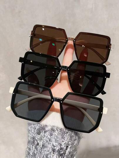3 Piezas Gafas de moda con montura cuadrada grande de plástico para mujeres, multicolor, para estilizar el rostro, uso casual, adecuadas para vacaciones y uso diario, perfectas para verano, playa, actividades al aire libre y viajes
