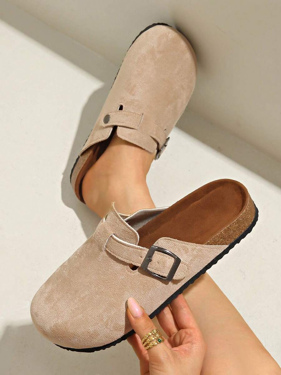 Dép lê nữ mùa xuân mới, mũi tròn, đế dày, thoải mái, kiểu dáng thường ngày, dễ mang. - Màu be - Xem 1