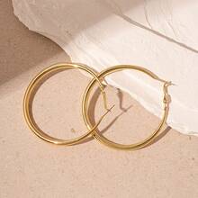 1 Pair Iron Minimalist Exaggerated Large Hoop Earrings, Suitable For Women's Daily Wear - Yellow Gold - View 3