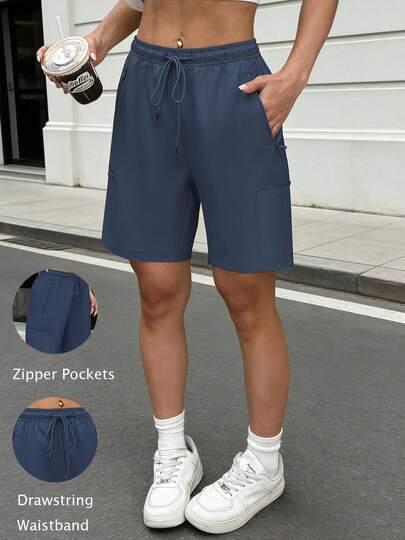 Women's Cargo Shorts Athletic Shorts Camping Travel Golf Zipper Pockets Casual Summer Shorts Sports