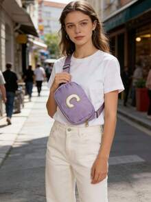 Letter A Pattern Women's Waist Bag Nylon Crossbody Chest Bag For Travel & Daily Use - Multicolor - View 8