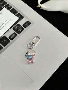 1pc Fashion Alloy Metal Pendant Keychain, Multiple Styles Including Sakura, Butterfly, Crystal Gemstone Decor, Suitable For Elegant Ladies' Handbags, Backpacks, Wallets, Car Keys, Daily Fashion Accessory, Minimalist Aesthetic, Modern Jewelry Decoration, Durable Quality Metal Construction, Adds Personal Style To Your Daily Carry And Bags Gifts For Mother, Father, Graduation, And Teacher - Silver - View 4