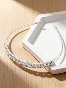 1pc Women's Fashion Simple Alloy Rhinestone Hairband Headwear For Daily Party - Silver - View 3