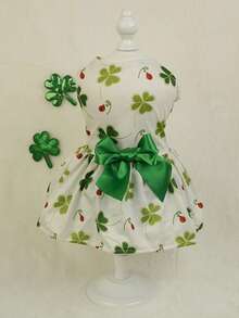 Đầm lễ hội Ireland cho chó, quần áo thú cưng mới, nơ hình cỏ ba lá, màu xanh lá cây, phù hợp cho trang phục hàng ngày, sử dụng trong nhiều dịp. - Nhiều màu - Xem 8