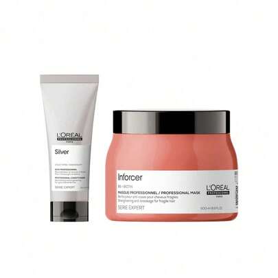 L'Oréal Professionnel [Bundle] Serie Expert Silver Conditioner 200 ml + Inforcer Anti-Breakage Mask For Fragile Hair 500 ml