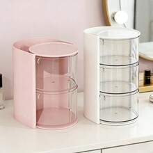 Caja de almacenamiento de cosméticos multifuncional con compartimentos, soporte para brochas de maquillaje y soporte giratorio transparente para esponjas de maquillaje - Multicolor - Ver 7