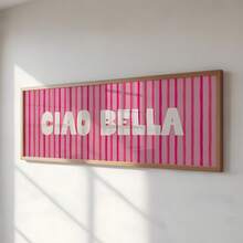 1幅无框“Ciao Bella”意大利语短语超大尺寸墙面艺术帆布海报，适用于客厅、卧室、宿舍装饰 - 字體 - 查看 1