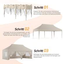DEVOKO Pop-Up Folding Pavilion, 3 X 3 M, Waterproof, Windproof Sunshade Pavilion For The Garden With Removable Side Panels For UV Protection - Beige - View 5