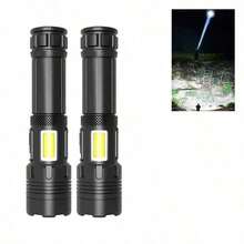High Power Searchlight Flashlight, Rechargeable Tactical LED Torch With 18650 Battery & Type-C Charging, Super Bright Camping Lamp, Zoomable Spot/Flood Beam, 5 Modes Including Strobe, Durable Water-Resistant Construction For Search Rescue, Hunting, Camping, Hiking, Emergency Kit, Gift For Adventurers First Responders Built-In 1200mAh Battery - Highlight Flashlight - View 13