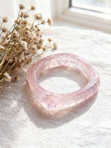 Brazalete redondo asimétrico de resina con diseño geométrico, brazalete de acrílico minimalista y versátil, adecuado para adolescentes (hecho a mano, patrones aleatorios) - Unitalla - Ver 5