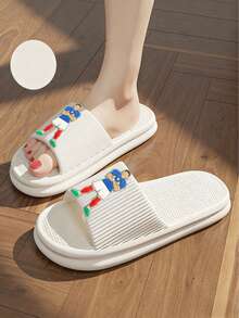 Japanese-Style Comfortable Home Slippers, Soft And Fitting To The Feet, Versatile Daily Home Slide Sandals - White - View 3
