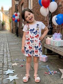 4th Fourth Of July Baby Girl Boy Outfit American Flag Print Overalls Shorts Pocket Suspender Romper Clothes Patriotic Memorial Day Outfit - 白色 - 查看 5