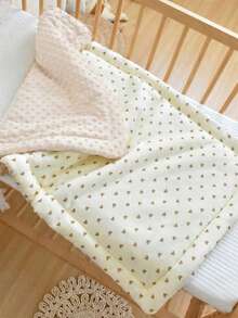 1 tấm lót nệm cũi em bé, chất liệu vải nhung mềm mại, ấm áp, dùng cho giường trẻ sơ sinh, bộ đồ giường trẻ em, có thể đảo mặt và giặt được. - Trái tim tình yêu nhỏ bé - Xem 2