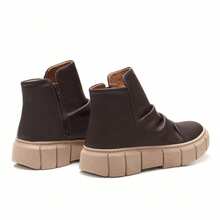 Bota Feminina Bota Tratorada Tênis Moderno Couro Feminino Kifer Shoes Conforto - Café - Visão 2
