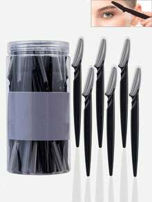 30pcs Multi-Color Eyebrow Razor Set, Eyebrow Trimmer And Razor, Exfoliating Skin Scraper Tool, Body Hair Removal Trimmer And Facial & Eyebrow Razor Set, Long Handle Blades With Precision Protective Cover, Women's Eyebrow Grooming Tools, Suitable For Daily Or Travel Use (Black) - Upgraded Version - View 1