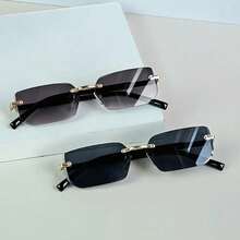 2pcs Frameless Metal Decorative Glasses, Best Gift Choice. Fashion Classic Accessory, High Quality, Suitable For Men In Multiple Occasions - Multicolor - View 8