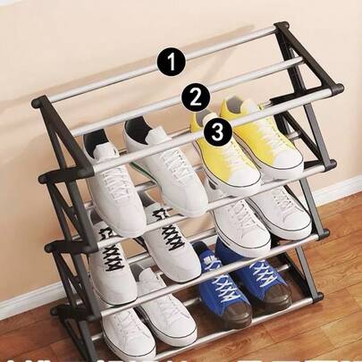 1pc DIY X-Shaped Dustproof Shoe Rack With Metal Pipes, Easy Assembly, Space-Saving Design, Multi-Tiered Storage For Entryway Or Hallway - Ideal Gift For Organizers, Utility Racks