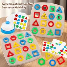 Juguete educativo de emparejamiento de formas geométricas de plástico, juguete de educación temprana para niños de 3+ años de jardín de infancia, reconocimiento de formas y colores, ayuda de aprendizaje interactivo para el aula - Multicolor - Ver 1