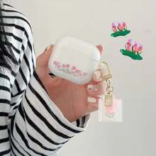 Ốp tai nghe hình dâu tây Kawaii, vỏ trong suốt chống sốc với mặt dây chuyền dễ thương, ốp tai nghe thẩm mỹ ngọt ngào dành cho nữ. - Nhiều màu - Xem 7