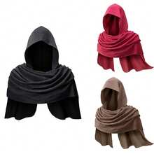 1pc Medieval Viking Vintage Hooded Shawl Scarf, Renaissance Warrior Knight Costume Cape, Holiday Party Stage Costume Performance Prop,Halloween - Multicolor - View 9