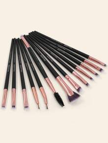 MAANGE 13pcs Makeup Brush Set, Including Eyelash Brush, Eyebrow Brush, Eyeshadow Brush, Highlighter Brush, Nose Contour Brush, Concealer Brush, Eyeliner Brush, Halo Brush, Made Of Soft Fiber Material, Convenient For Travel, Ideal Gift For Women And Girls. The Set Includes Various Makeup Brushes, A Complete Makeup Brush Set, Makeup Gift Set, Etc. - Black - View 4