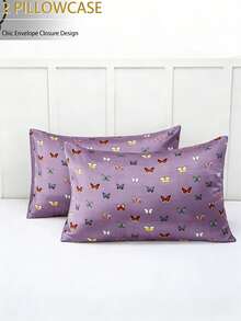 Chic Double-Sided Satin Butterfly Pattern Pillow Cases – Experience Smooth, Cool Comfort For Tangle-Free Hair, Essential For Dorm Room Stuff & Stylish Bedroom Decor!" - 2pcs - View 18