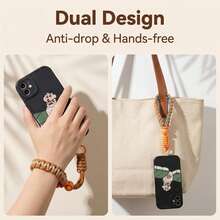 Handmade Nylon Phone Lanyard Wristband, Alloy Clasp, Multi-Color, 240mm, Suitable For Work, School, Commuting - Hijau Tentara - View 4
