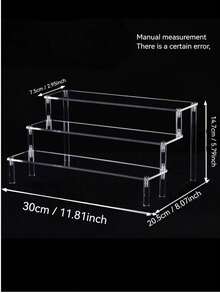 1pc 3-Tier Trapezoid Acrylic Display Rack, Home Storage Display Shelf For Jewelry, Cosmetics, Cakes, Perfumes - Multicolor - View 8
