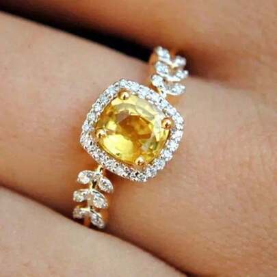 1 Piece Of New Creative Classic Minimalist Square Women's Ring, Set With Artificial  Jewelry, Wheat Ear Design - Engagement Gift
