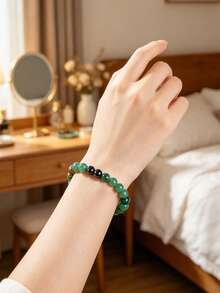 YAUKIA 1pc Natural Green Aventurine&Unakite&Green Malachite Bracelets For Women,Brings Luck, Success, Energy Clearing,Stretch Jewelry,Ideal Gift For Friends, Wife, And Family - Multicolor - View 6