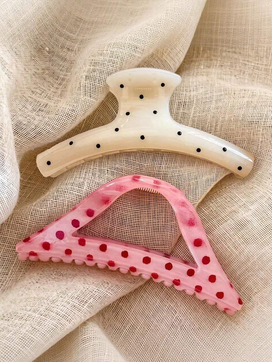 2个/1个 4.13英寸/10.5厘米 粉白可爱轻便塑料发夹,Y2K时尚百搭优雅简约纯色发爪,适合浓密粗硬发质,日常、休闲、派对、通勤、度假、马尾辫、发髻、洗脸、化妆、服装配饰、节日、生日等场合均可使用。 - 彩色 - 查看 1