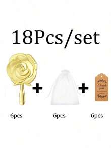 Bộ 18 món, gồm gương họa tiết hoa hồng, hộp phấn bằng nhựa, thiệp cảm ơn, túi voan, quà tặng tiệc cưới cho cô dâu, phù dâu và khách mời. - Nhiều màu - Xem 7