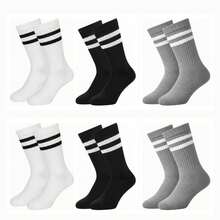 KIT OF 6 PAIRS OF MEN'S HIGH-TOP COTTON SOCKS NOVA ERA CODE: 3110. - Gray and Black and White - View 1