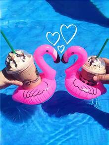 1 pieza/2 piezas Soporte inflable para bebidas con diseño de flamenco, adecuado para fiestas en la piscina, playa de verano, natación, soporte inflable para vasos, flotador inflable para piscina - Flotador de bebidas - Ver 6
