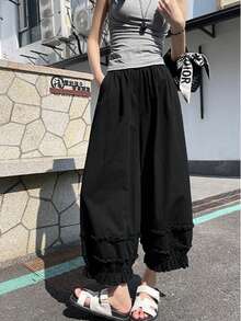 Women Pants - 黑色的 - 查看 9