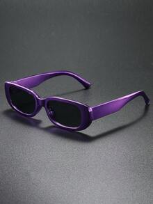 1 Pair Small Frame Square Shiny Y2K Hip-Hop Fashion Glasses, Suitable For Street Photography, Music Festivals, Parties, Vacations - 紫色 - 查看 2