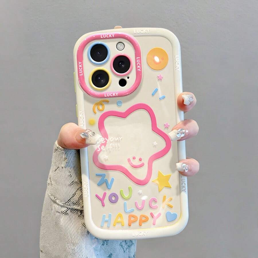 1pc Cute Lucky Star Protective Silicone Phone Case Compatible With IPhone 17/17 AIR/17 PROMAX/17 PRO/16/7/8/11/12/13/14/15/X/XR/Xs/Plus/Pro/Pro Max/SE2/16E