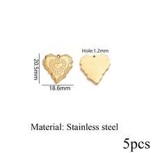 5pcs Stainless Steel 18K Gold Plated Textured Heart Shaped Asymmetrical Pendant, Earrings Necklace DIY Jewelry Making, Suitable For Women - Pendants - View 13