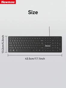 Newmine BK102 有线键盘，104键，静音，即插即用，适用于台式机和笔记本电脑 - 查看 8