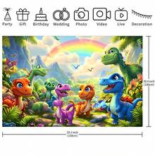1pc Cartoon Jungle Dinosaur Pattern Birthday Party Decoration Backdrop Banner, Suitable For Celebration Event Room Decor And Display Props, 82.7x59.1 / 59.1x39.4 / 39.4x29.5 Inch - Multicolor - View 8